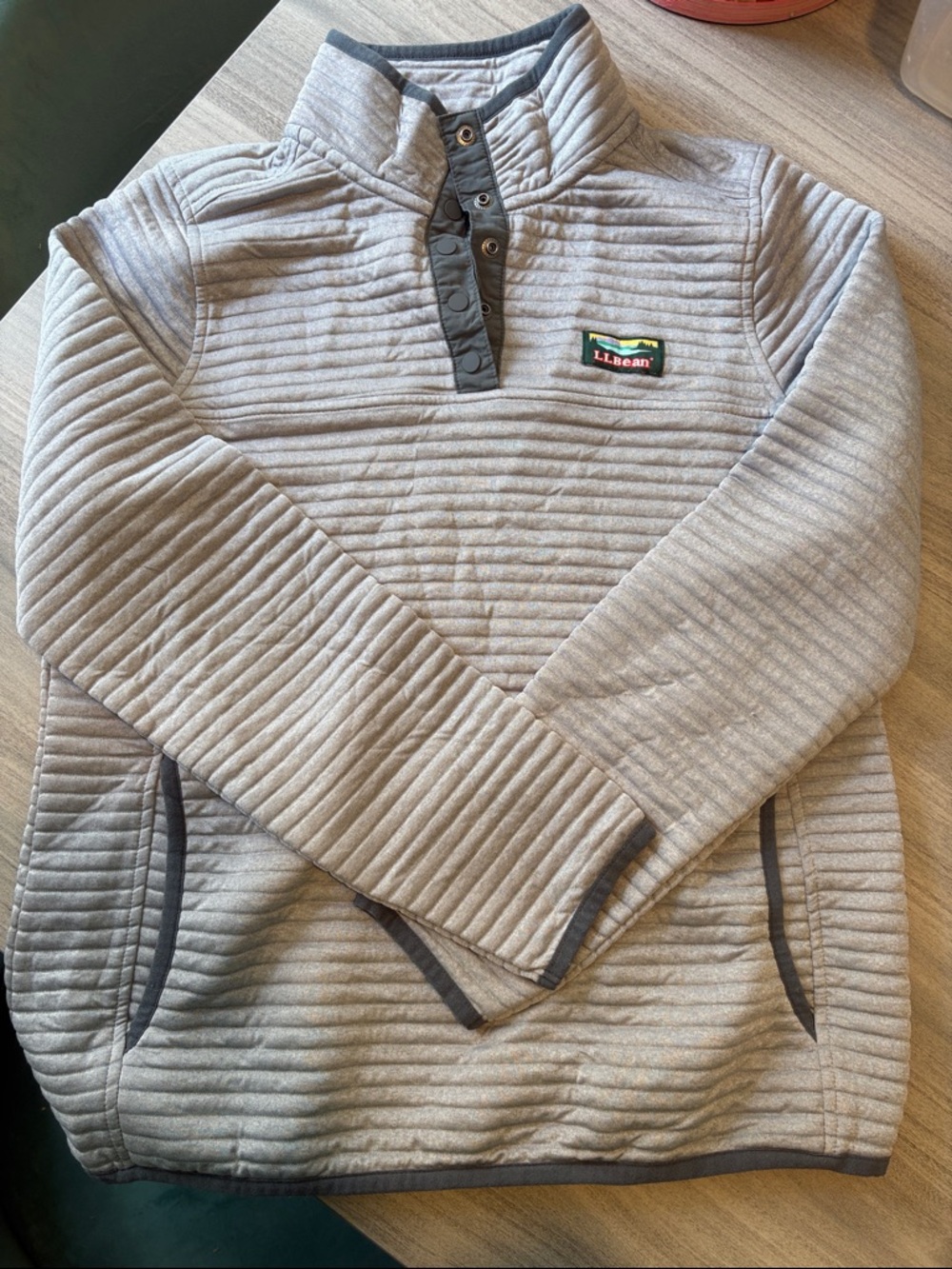 L.L. Bean Women’s Light Gray Quilted Zip-Up Pullover